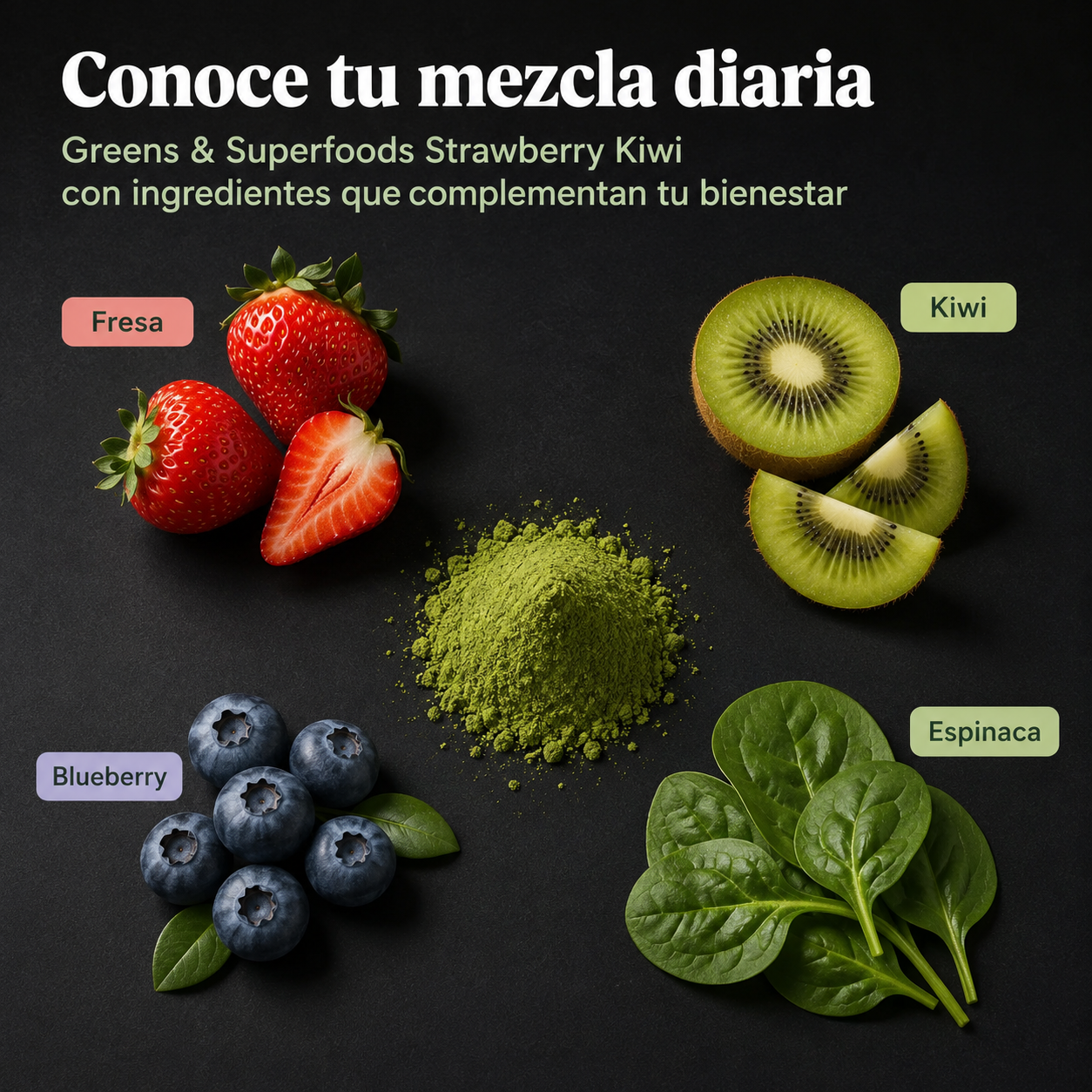 Suplemento de nutricion #1 en USA: Elaborado con 38 frutas, vegetales y superalimentos